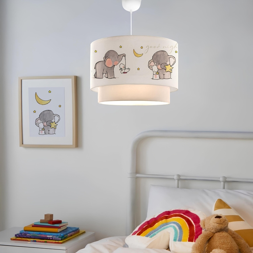 Lustre infantil CANDY 1xE27/40W/230V branco/cinzento