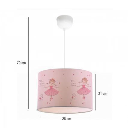 Lustre infantil CANDY 1xE27/40W/230V rosa