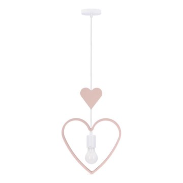 Lustre infantil em cabo HEART 1xE27/20W/230V rosa/branco