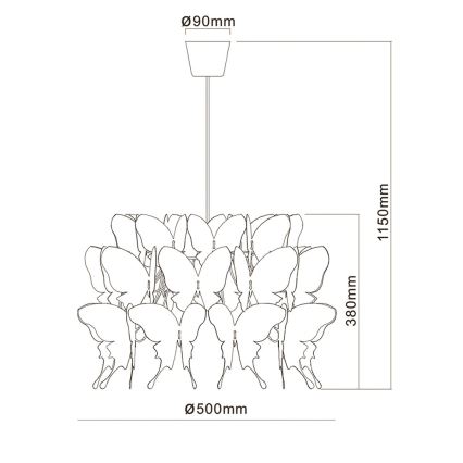 Lustre infantil FARFALLA 1xE27/60W/230V branco