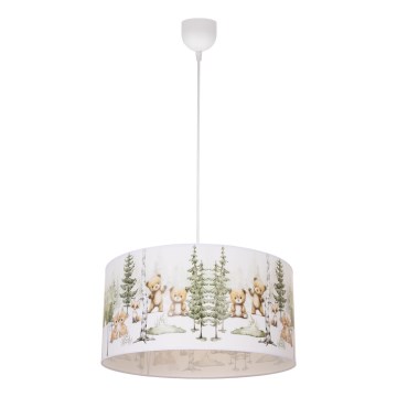 Lustre infantil KIDS ROOM 1xE27/60W/230V, diâmetro 40 cm, com motivos de animais