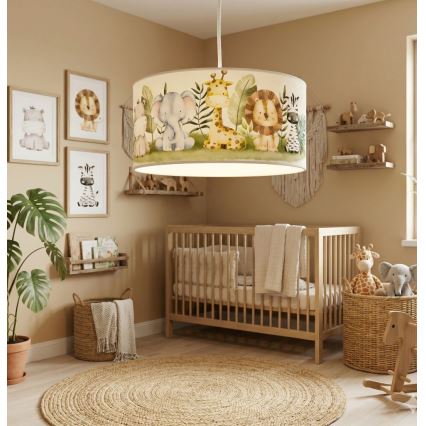 Lustre infantil KIDS ROOM 1xE27/60W/230V, diâmetro 40 cm, tema selva