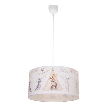 Lustre infantil KIDS ROOM 1xE27/60W/230V, Ø 40 cm, com motivos de animais