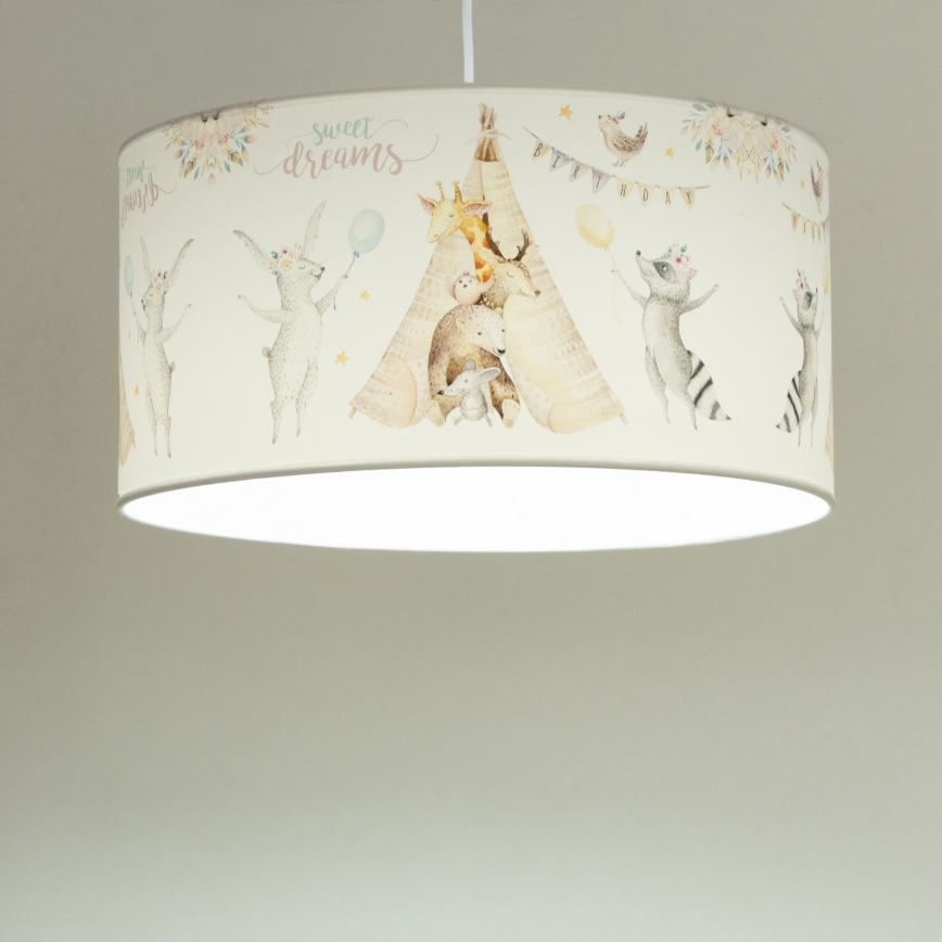 Lustre infantil KIDS ROOM 1xE27/60W/230V, Ø 40 cm, com motivos de animais