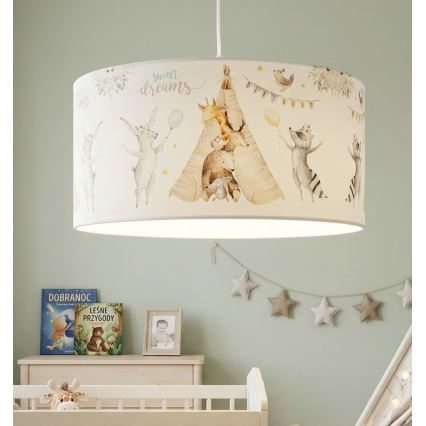 Lustre infantil KIDS ROOM 1xE27/60W/230V, Ø 40 cm, com motivos de animais