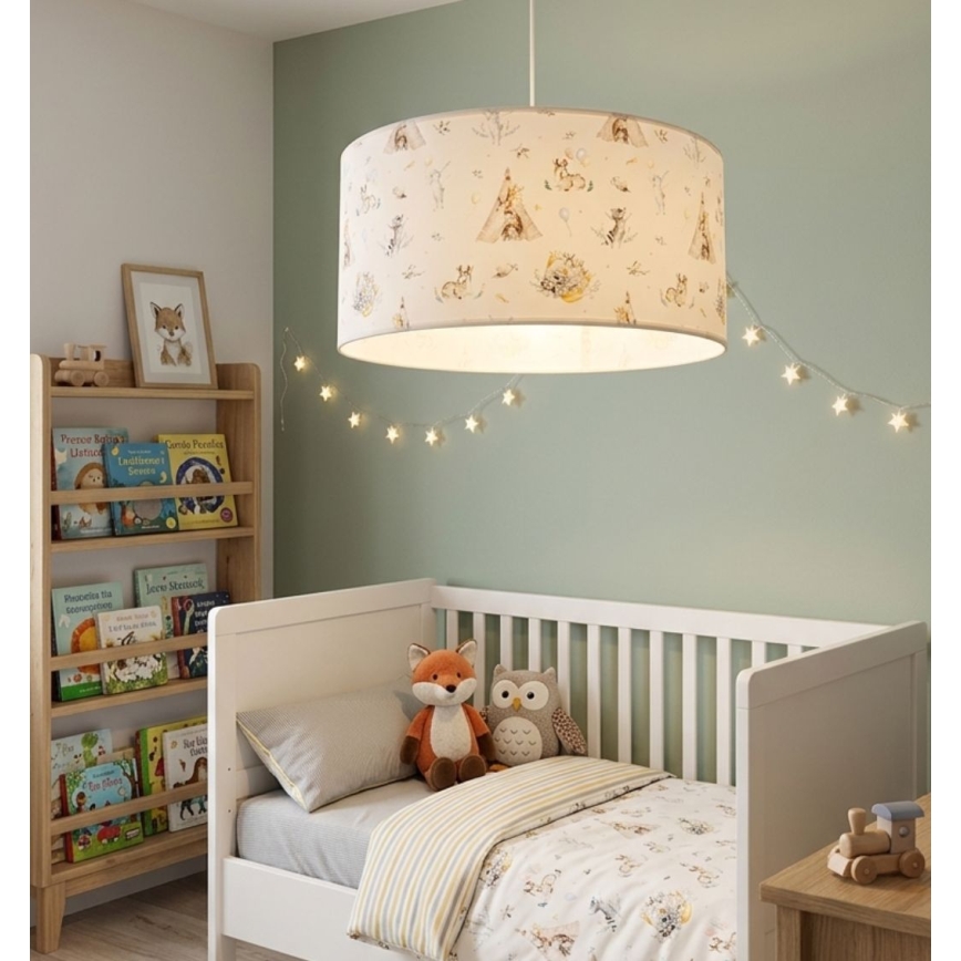 Lustre infantil KIDS ROOM 1xE27/60W/230V, Ø 40 cm, com motivos de animais