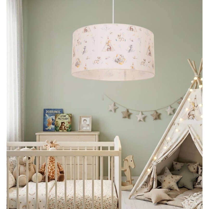 Lustre infantil KIDS ROOM 1xE27/60W/230V Ø 40 cm, com motivos de animais