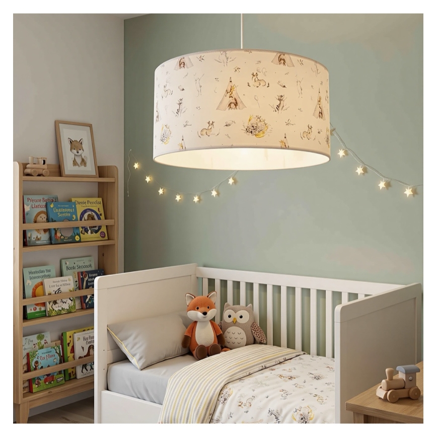 Lustre infantil KIDS ROOM 1xE27/60W/230V Ø 40 cm, com motivos de animais