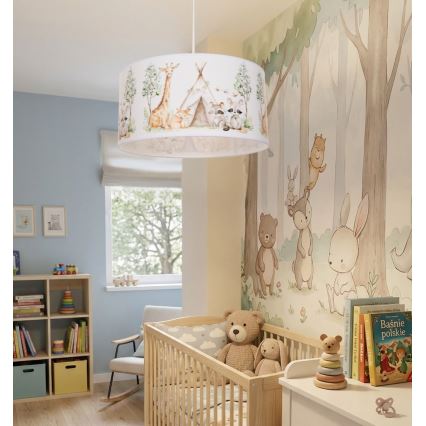 Lustre infantil KIDS ROOM 1xE27/60W/230V Ø 40 cm com motivos de animais