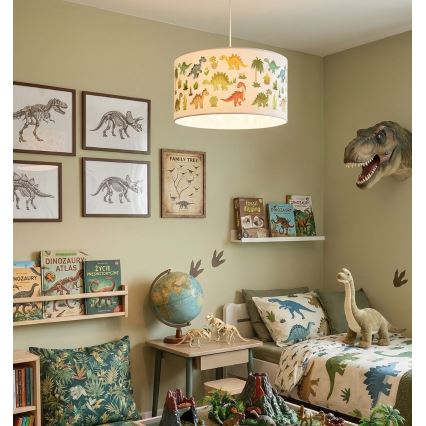Lustre infantil KIDS ROOM 1xE27/60W/230V Ø 40 cm dinossauro