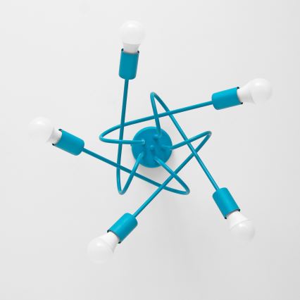 Lustre de teto infantil OXFORD 5xE27/15W/230V azul