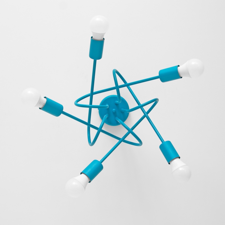 Lustre de teto infantil OXFORD 5xE27/15W/230V azul