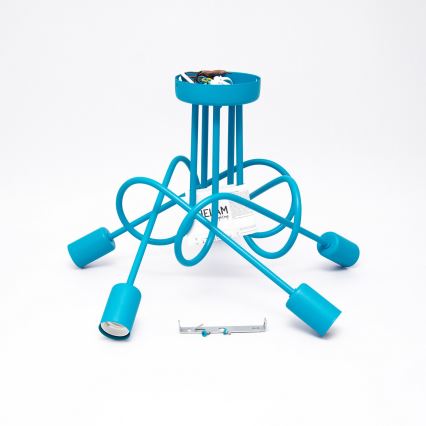 Lustre de teto infantil OXFORD 5xE27/15W/230V azul