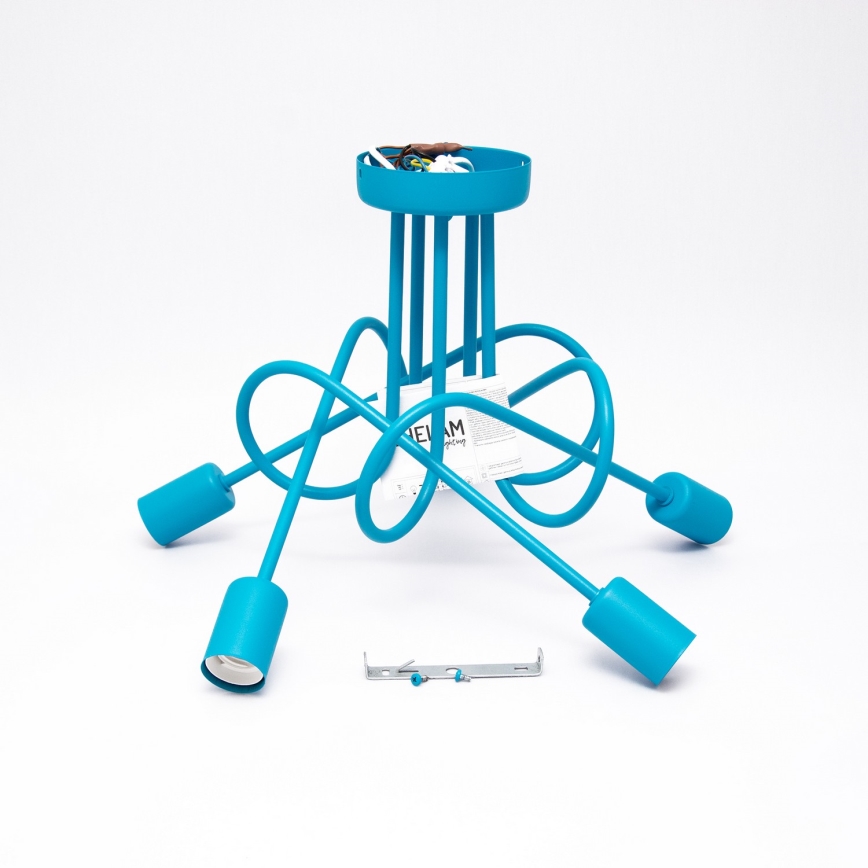 Lustre de teto infantil OXFORD 5xE27/15W/230V azul