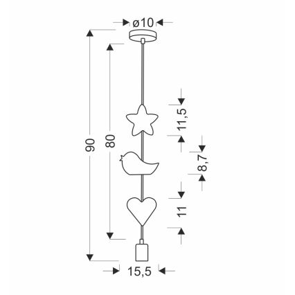 Lustre infantil pendente com cabo TRIO 1xE27/20W/230V rosa/branco