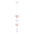 Lustre infantil suspenso com cabo HEART 1xE27/20W/230V rosa/branco