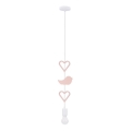 Lustre infantil suspenso por cabo HEART 1xE27/20W/230V rosa/branco