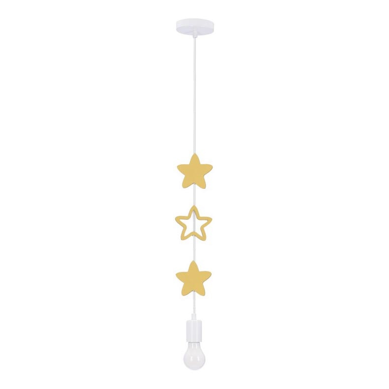Lustre infantil suspenso por cabo STARS 1xE27/20W/230V amarelo/branco