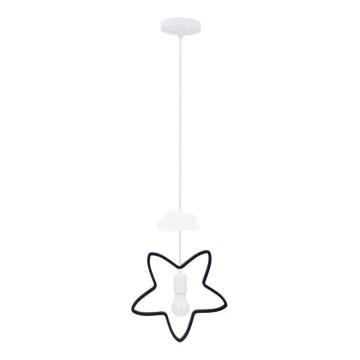 Lustre infantil suspenso por cabo STARS 1xE27/20W/230V preto/branco