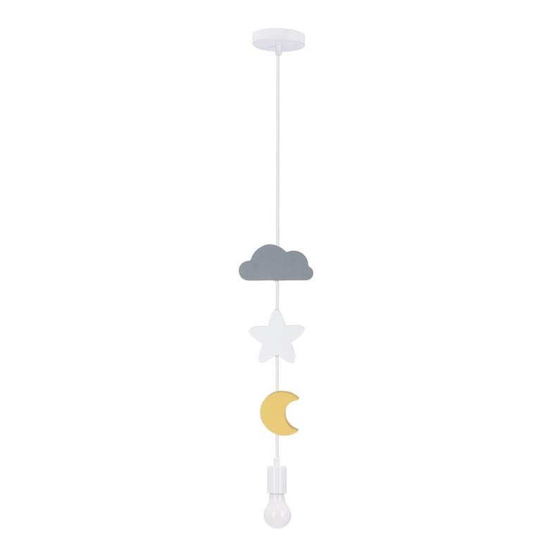 Lustre infantil suspenso por cabo TRIO 1xE27/20W/230V cinzento/branco/amarelo