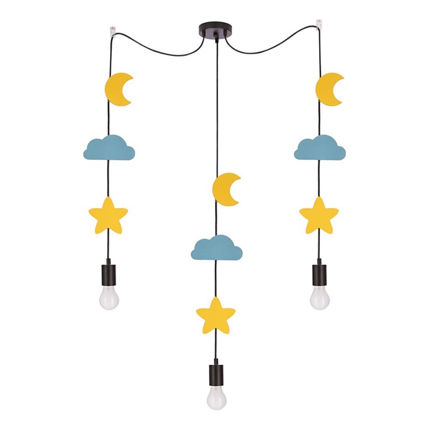 Lustre infantil suspenso por cabo TRIO 3xE27/20W/230V, amarelo/azul