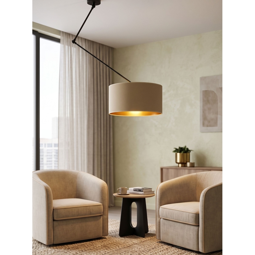 Lustre LED ajustável em haste GORTA 1xE27/60W/230V bege/dourado