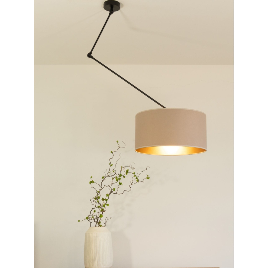 Lustre LED ajustável em haste GORTA 1xE27/60W/230V bege/dourado