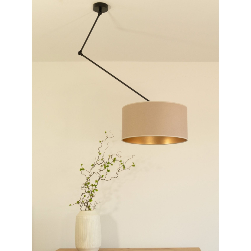 Lustre LED ajustável em haste GORTA 1xE27/60W/230V bege/dourado