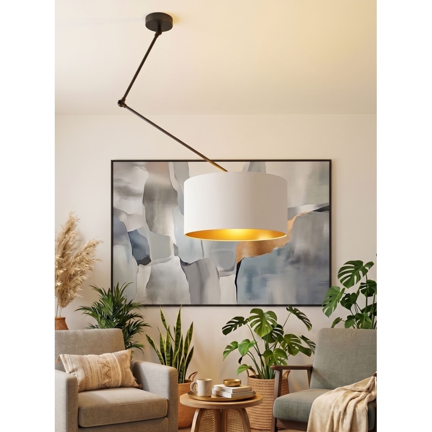 Lustre LED ajustável em haste GORTA 1xE27/60W/230V branco/dourado