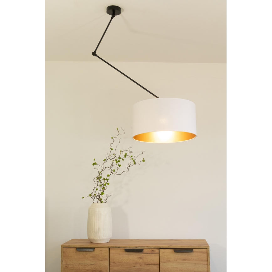 Lustre LED ajustável em haste GORTA 1xE27/60W/230V branco/dourado