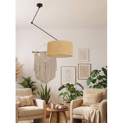 Lustre LED ajustável em haste GORTA 1xE27/60W/230V juta