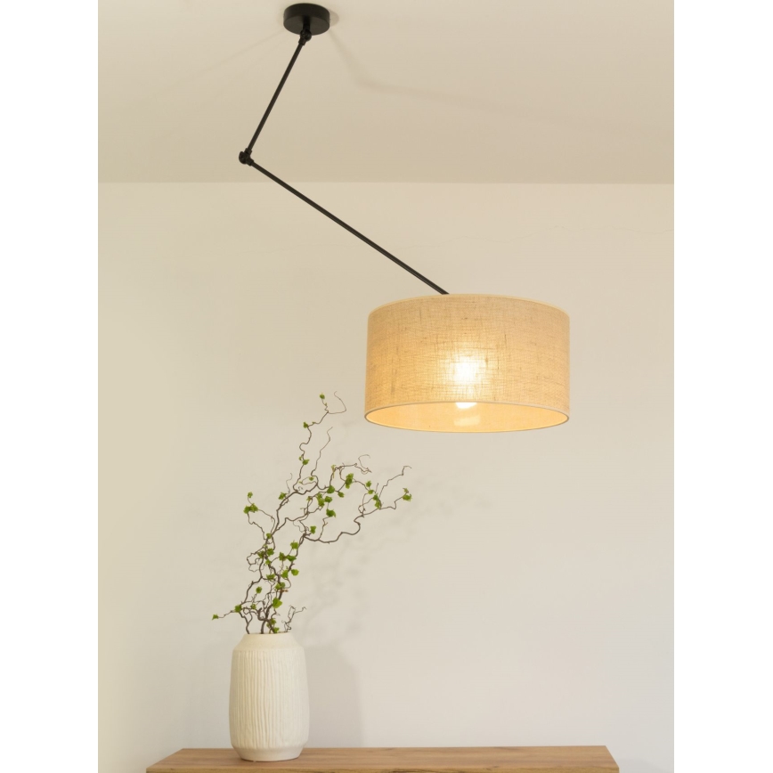Lustre LED ajustável em haste GORTA 1xE27/60W/230V juta