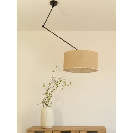 Lustre LED ajustável em haste GORTA 1xE27/60W/230V juta