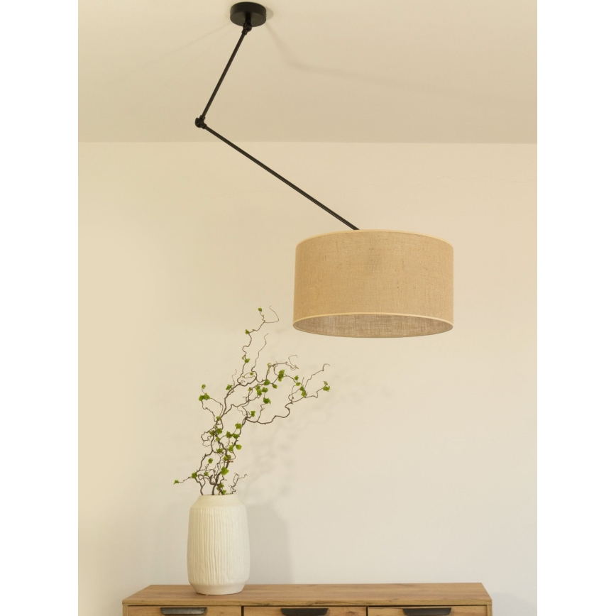 Lustre LED ajustável em haste GORTA 1xE27/60W/230V juta