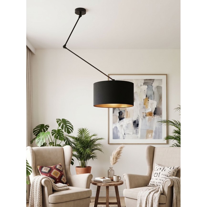 Lustre LED ajustável em haste GORTA 1xE27/60W/230V preto/dourado