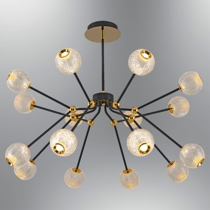 Lustre LED com haste GELA 16xLED/5W/230V 3000K preto/dourado