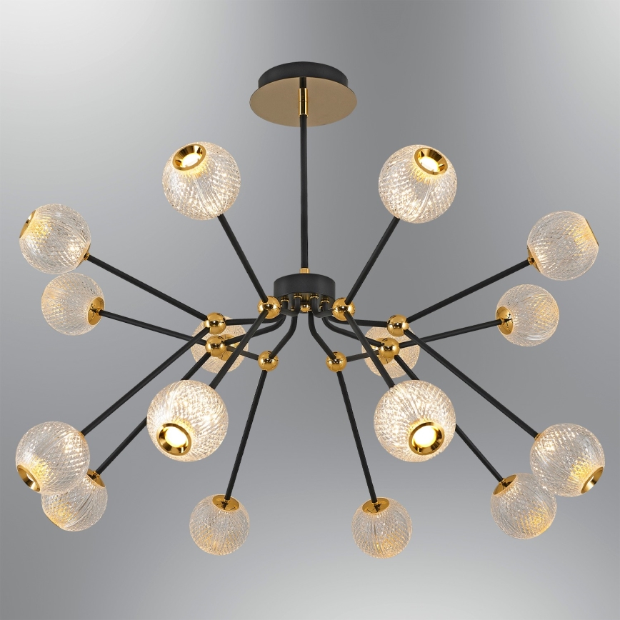 Lustre LED com haste GELA 16xLED/5W/230V 3000K preto/dourado