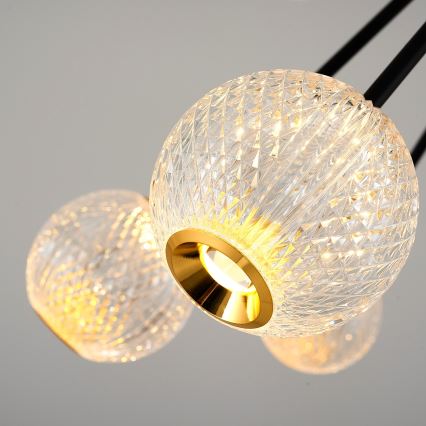 Lustre LED com haste GELA 16xLED/5W/230V 3000K preto/dourado