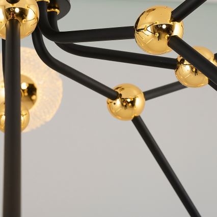 Lustre LED com haste GELA 16xLED/5W/230V 3000K preto/dourado