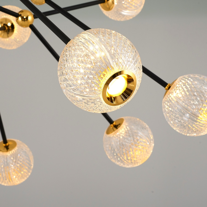 Lustre LED com haste GELA 16xLED/5W/230V 3000K preto/dourado