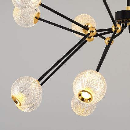 Lustre LED com haste GELA 16xLED/5W/230V 3000K preto/dourado
