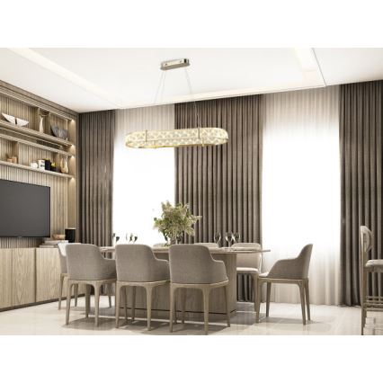 Lustre de cristal regulável suspenso por cabo ENRIQUE LED/50W//230V 3000-6000K + comando à distância