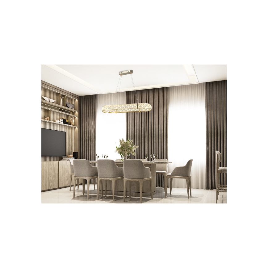 Lustre de cristal regulável suspenso por cabo ENRIQUE LED/50W//230V 3000-6000K + comando à distância