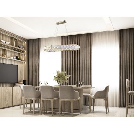 Lustre de cristal regulável suspenso por cabo ENRIQUE LED/50W//230V 3000-6000K + comando à distância