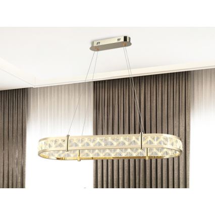 Lustre de cristal regulável suspenso por cabo ENRIQUE LED/50W//230V 3000-6000K + comando à distância