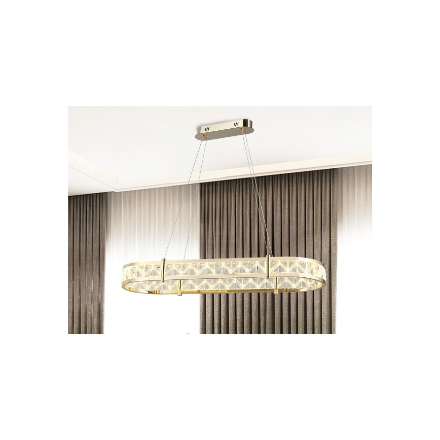 Lustre de cristal regulável suspenso por cabo ENRIQUE LED/50W//230V 3000-6000K + comando à distância