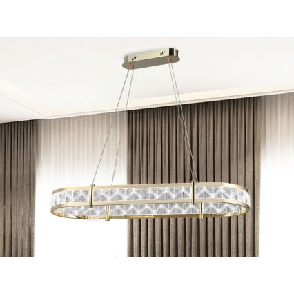 Lustre de cristal regulável suspenso por cabo ENRIQUE LED/50W//230V 3000-6000K + comando à distância