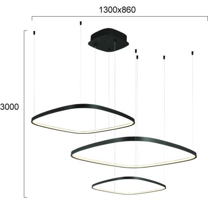 Lustre LED regulável suspenso por cabo LORENZO LED/70W/230V 3000/4000/6000K preto + controlo remoto
