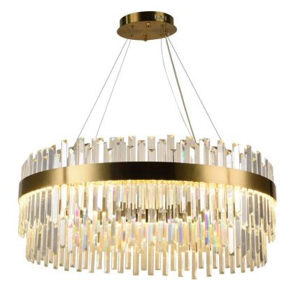 Lustre de cristal LED regulável em cabo LED/110W/230V 3000-6500K dourado + comando à distância