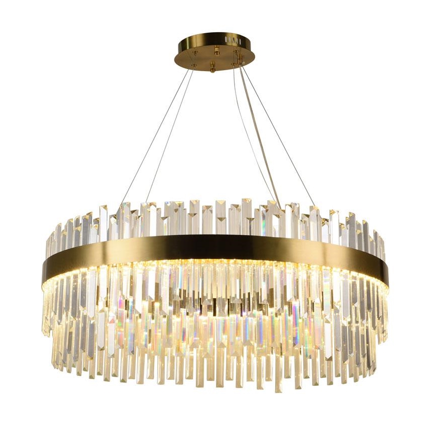Lustre de cristal LED regulável em cabo LED/110W/230V 3000-6500K dourado + comando à distância